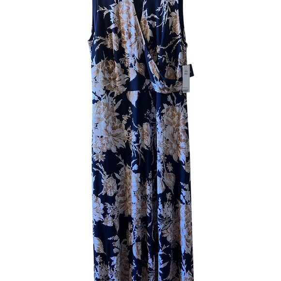 Womens Navy Blue Floral Maxi Dress  1X - Picture 5 of 10